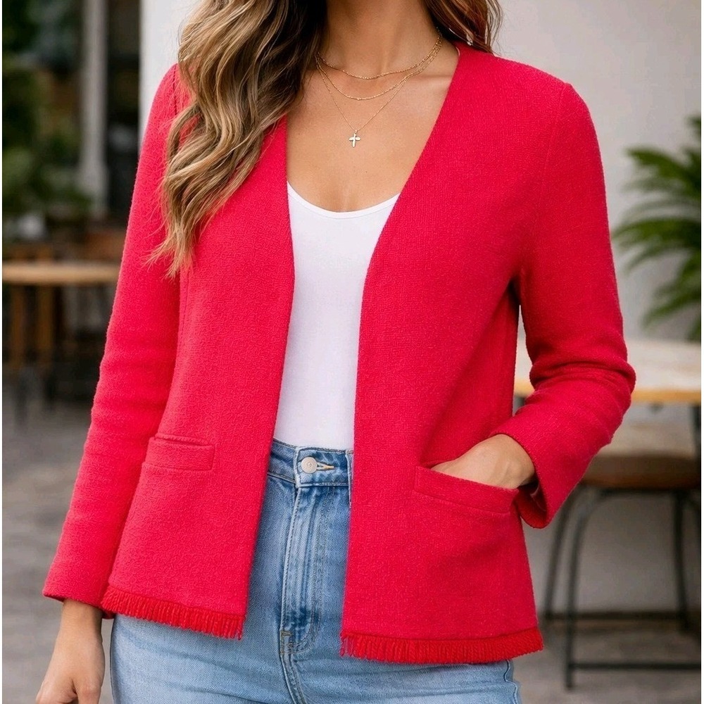 Talbots Womens 2X Classic Red Sophisticated Capsule Wardrobe Blazer Jacket Chic